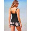 imageAleumdr Womens Two Piece Tankini Swimsuit Tummy Control Bathing Suit V Neck Swim Tank Top with BoyshortsFlora Black