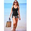 imageAleumdr Womens Two Piece Tankini Swimsuit Tummy Control Bathing Suit V Neck Swim Tank Top with BoyshortsFlora Black