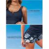 imageAleumdr Womens Two Piece Tankini Swimsuit Tummy Control Bathing Suit V Neck Swim Tank Top with BoyshortsFloral Blue