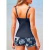 imageAleumdr Womens Two Piece Tankini Swimsuit Tummy Control Bathing Suit V Neck Swim Tank Top with BoyshortsFloral Blue