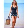 imageAleumdr Womens Two Piece Tankini Swimsuit Tummy Control Bathing Suit V Neck Swim Tank Top with BoyshortsFloral Blue