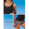 imageAleumdr Womens Two Piece Tankini Swimsuit Tummy Control Bathing Suit V Neck Swim Tank Top with BoyshortsLeopard Black