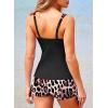 imageAleumdr Womens Two Piece Tankini Swimsuit Tummy Control Bathing Suit V Neck Swim Tank Top with BoyshortsLeopard Black