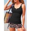 imageAleumdr Womens Two Piece Tankini Swimsuit Tummy Control Bathing Suit V Neck Swim Tank Top with BoyshortsLeopard Black