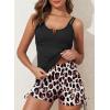 imageAleumdr Womens Two Piece Tankini Swimsuit Tummy Control Bathing Suit V Neck Swim Tank Top with BoyshortsLeopard Black