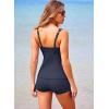imageAleumdr Womens Two Piece Tankini Swimsuit Tummy Control Bathing Suit V Neck Swim Tank Top with BoyshortsNavy Blue