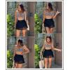 imageAleumdr Womens Waistband Layered Swimdress Ruffle Swim Skirt Swimsuit BottomAvailable in PlusBlack