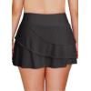 imageAleumdr Womens Waistband Layered Swimdress Ruffle Swim Skirt Swimsuit BottomAvailable in PlusZzz Black