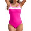 imageAleumdr One Piece Swimsuit Women Athletic Bathing Suits Color Block Womens Swimsuits SwimwearA5 Hot Pink