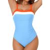 imageAleumdr One Piece Swimsuit Women Athletic Bathing Suits Color Block Womens Swimsuits SwimwearA7 Light Blue