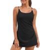 imageAleumdr One Piece Swimsuits Women Swim Dress Skirted Tummy Control Bathing Suit Modest Swimwear with PocketsA1 Black