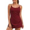 imageAleumdr One Piece Swimsuits Women Swim Dress Skirted Tummy Control Bathing Suit Modest Swimwear with PocketsA7 Wine Red