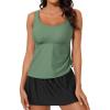 imageAleumdr Tankini Swimsuits for Women Swim Dress Two Piece Bathing Suit Square Neck Drawstring Tankini Tops with SkirtA3 Green