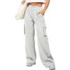 imageAleumdr Women High Waisted Drawstring Wide Leg Cargo Pants 2025 Trendy Casual Baggy Joggers Pants with PocketsLight Grey
