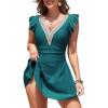 imageAleumdr Women Swim Dress One Piece Swimsuit with Skirt Tummy Control Bathing Suits Modest Swimwear Swim RomperA Green