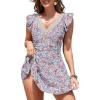 imageAleumdr Women Swim Dress One Piece Swimsuit with Skirt Tummy Control Bathing Suits Modest Swimwear Swim RomperA Printed Pink