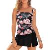 imageAleumdr Women Vintage Tummy Control Two Piece Tankini Swimsuits Swimdress Push up Swimwear Bathing SuitsBlack Print