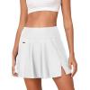 imageAleumdr Womens 3quot High Waisted Swim Skirt with Zipper Pockets Tummy Control Side Split Bathing Suit Swimsuit Tankini BottomsWhite