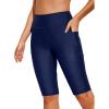 imageAleumdr Womens 8quot High Waisted Board Shorts Long Swim Bottom Knee Length Pants with Pocket UPF 50 Shorts with LinerBlue