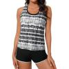 imageAleumdr Womens Athletic 3 Piece Tankini Swimsuits with Shorts Swim Tank Tops with Sports Bra and Boyshorts Bathing SuitsBlack
