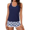 imageAleumdr Womens Athletic 3 Piece Tankini Swimsuits with Shorts Swim Tank Tops with Sports Bra and Boyshorts Bathing SuitsBlue