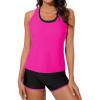 imageAleumdr Womens Athletic 3 Piece Tankini Swimsuits with Shorts Swim Tank Tops with Sports Bra and Boyshorts Bathing SuitsRose