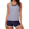 imageAleumdr Womens Athletic 3 Piece Tankini Swimsuits with Shorts Swim Tank Tops with Sports Bra and Boyshorts Bathing SuitsStripe