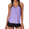 imageAleumdr Womens Blouson Striped Printed Push up Strappy TBack Tankini Top with ShortsAvailable in PlusPurple
