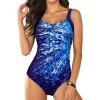 imageAleumdr Womens One Piece Swimsuit Athletic Swimwear Bathing Suits Color Block Print Sport SwimsuitsBlue 105