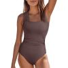 imageAleumdr Womens One Piece Swimsuit Ruched Tummy Control Bathing Suit Adjustable Strap Full Coverage SwimwearDark Brown