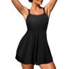 imageAleumdr Womens One Piece Swimsuit Tummy Control Swim Dress Modest Full Coverage Skirt Bathing Suit with PocketsBlack a