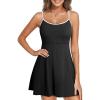 imageAleumdr Womens Ribbed One Piece Swimsuits Modest Swim Dress Tummy Control Adjustable Straps Bathing Suit with PocketsBlack