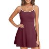 imageAleumdr Womens Ribbed One Piece Swimsuits Modest Swim Dress Tummy Control Adjustable Straps Bathing Suit with PocketsBurgundy