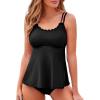 imageAleumdr Womens Tankini Bathing Suit 2 Piece Tummy Control Swimsuit Scallop Trim Tankini Top with BottomBlack