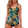 imageAleumdr Womens Tankini Bathing Suit 2 Piece Tummy Control Swimsuit Scallop Trim Tankini Top with BottomPrinted Green