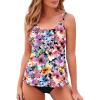 imageAleumdr Womens Tankini Bathing Suit 2 Piece Tummy Control Swimsuit Scallop Trim Tankini Top with BottomWatercolor Floral