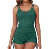 imageAleumdr Womens Two Piece Tankini Swimsuit Tummy Control Bathing Suit V Neck Swim Tank Top with BoyshortsBlackish Green