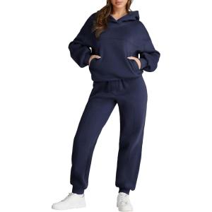 imageAleumdr Womens 2 Piece Outfits Matching Sets Sweatsuit Hoodie Oversized Sweatshirts with Sweatpants Tracksuits Fall OutfitsA3 Navy Blue