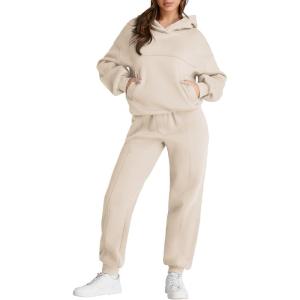 imageAleumdr Womens 2 Piece Outfits Matching Sets Sweatsuit Hoodie Oversized Sweatshirts with Sweatpants Tracksuits Fall OutfitsA5 Beige