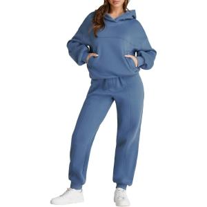imageAleumdr Womens 2 Piece Outfits Matching Sets Sweatsuit Hoodie Oversized Sweatshirts with Sweatpants Tracksuits Fall OutfitsA6 Light Blue