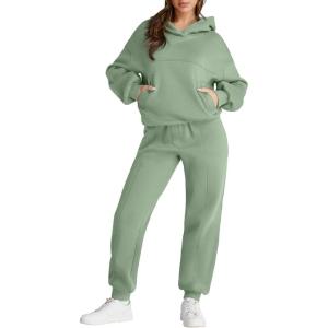 imageAleumdr Womens 2 Piece Outfits Matching Sets Sweatsuit Hoodie Oversized Sweatshirts with Sweatpants Tracksuits Fall OutfitsA7 Green