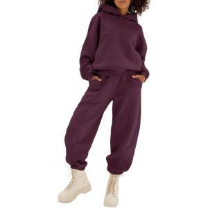 imageAleumdr Womens 2 Piece Outfits Matching Sets Sweatsuit Hoodie Oversized Sweatshirts with Sweatpants Tracksuits Fall OutfitsA8 Dark Red