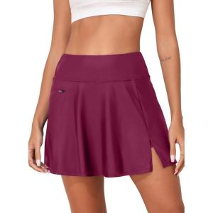 imageAleumdr Womens 3quot High Waisted Swim Skirt with Zipper Pockets Tummy Control Side Split Bathing Suit Swimsuit Tankini BottomsViolet