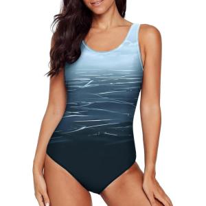 imageAleumdr Womens Color Block Print One Piece Swimsuits Athletic Training Swimwear Bathing SuitsGray 11
