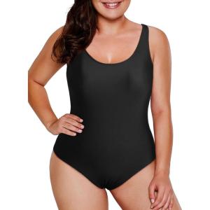 imageAleumdr Womens Color Block Print One Piece Swimsuits Athletic Training Swimwear Bathing SuitsZzz Black Qw