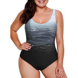 imageAleumdr Womens Color Block Print One Piece Swimsuits Athletic Training Swimwear Bathing SuitsZzz Gray 11