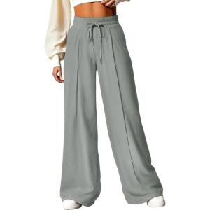 imageAleumdr Womens High Waisted Drawstring Waist Wide Leg Sweatpants with Pockets Casual Loose Yoga PantsGray Dark