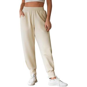 imageAleumdr Womens High Waisted Sweatpants with Pockets Workout Running Jogger Pants Baggy Lounge Sweat PantsApricot
