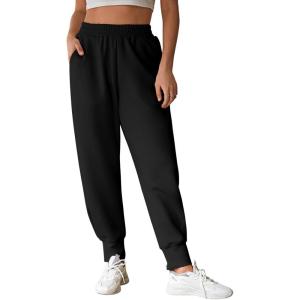 imageAleumdr Womens High Waisted Sweatpants with Pockets Workout Running Jogger Pants Baggy Lounge Sweat PantsBlack