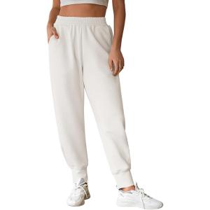 imageAleumdr Womens High Waisted Sweatpants with Pockets Workout Running Jogger Pants Baggy Lounge Sweat PantsWhite